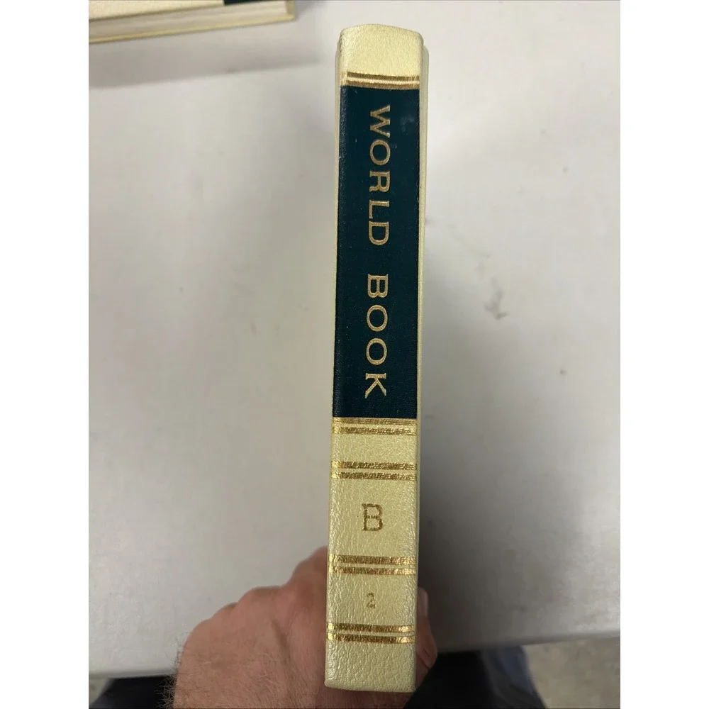 Vintage 1964 World Book Encyclopedia Volume 2-B Cream Green Mid Century Decor